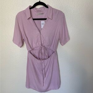 Abercrombie & Fitch Light Mauve Short Sleeve Dress with Front Cutout NWT